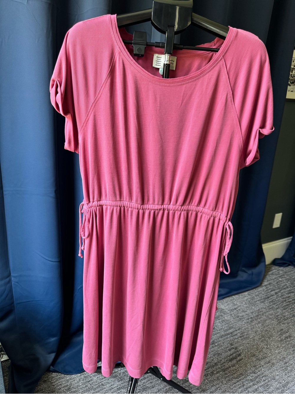 Saturday Sunday by Anthropologie Dark Pink Ribbed Dress Size XL **flaws**